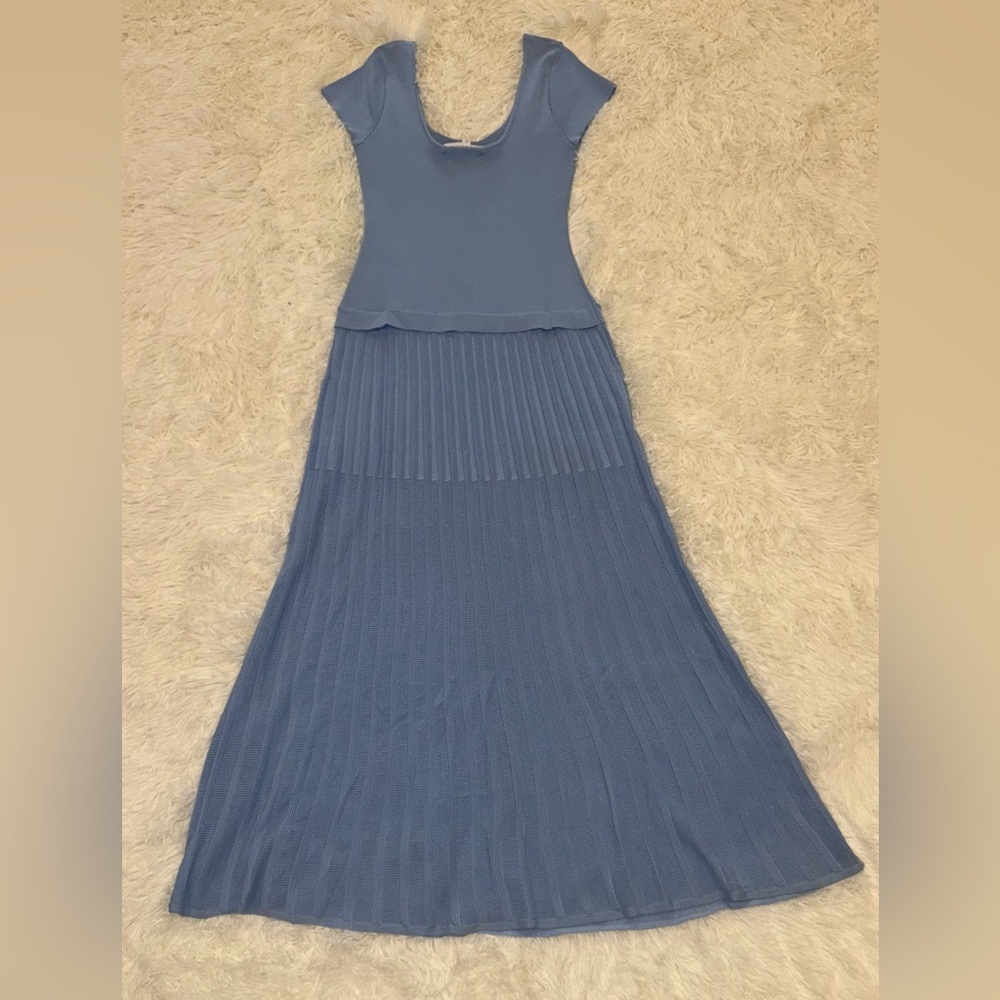 NEW Solid & Striped The Bridget Knit Open Water Blue Maxi Dress sz S - Picture 4 of 8